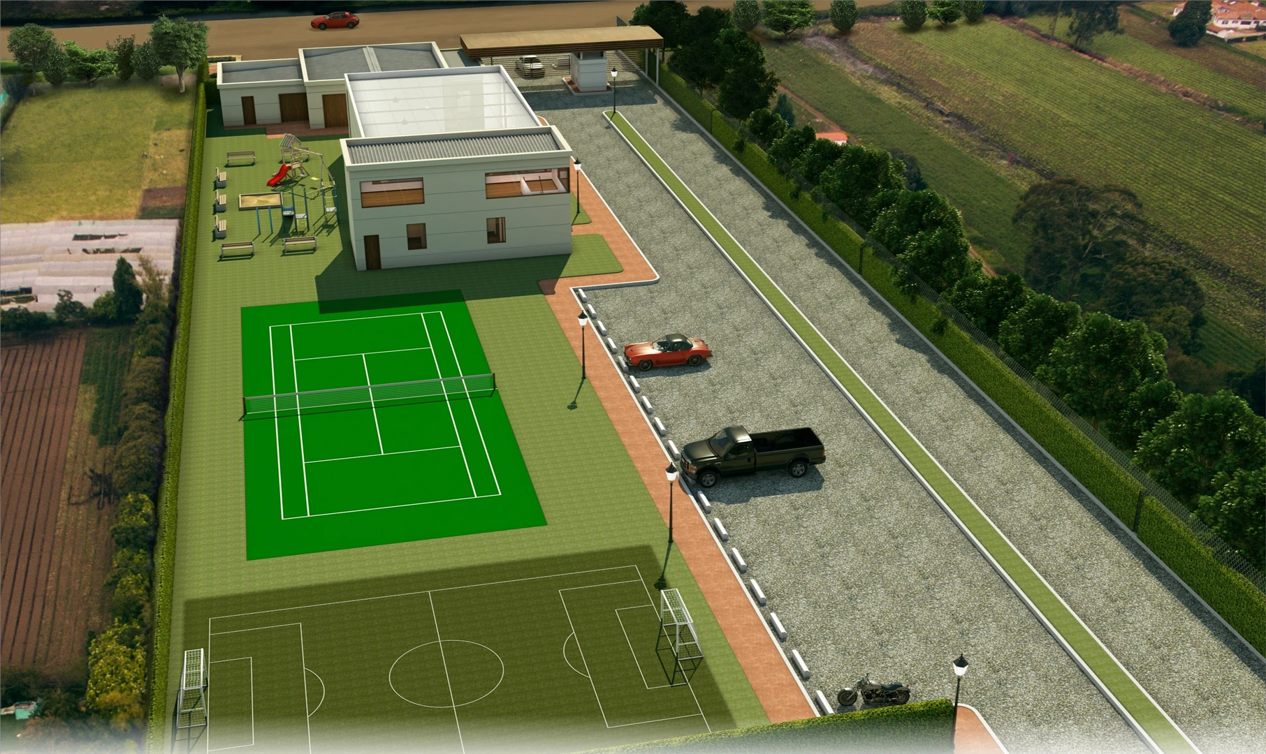 Gimnasio con vista a canchas en Reserva de Fagua, Chía